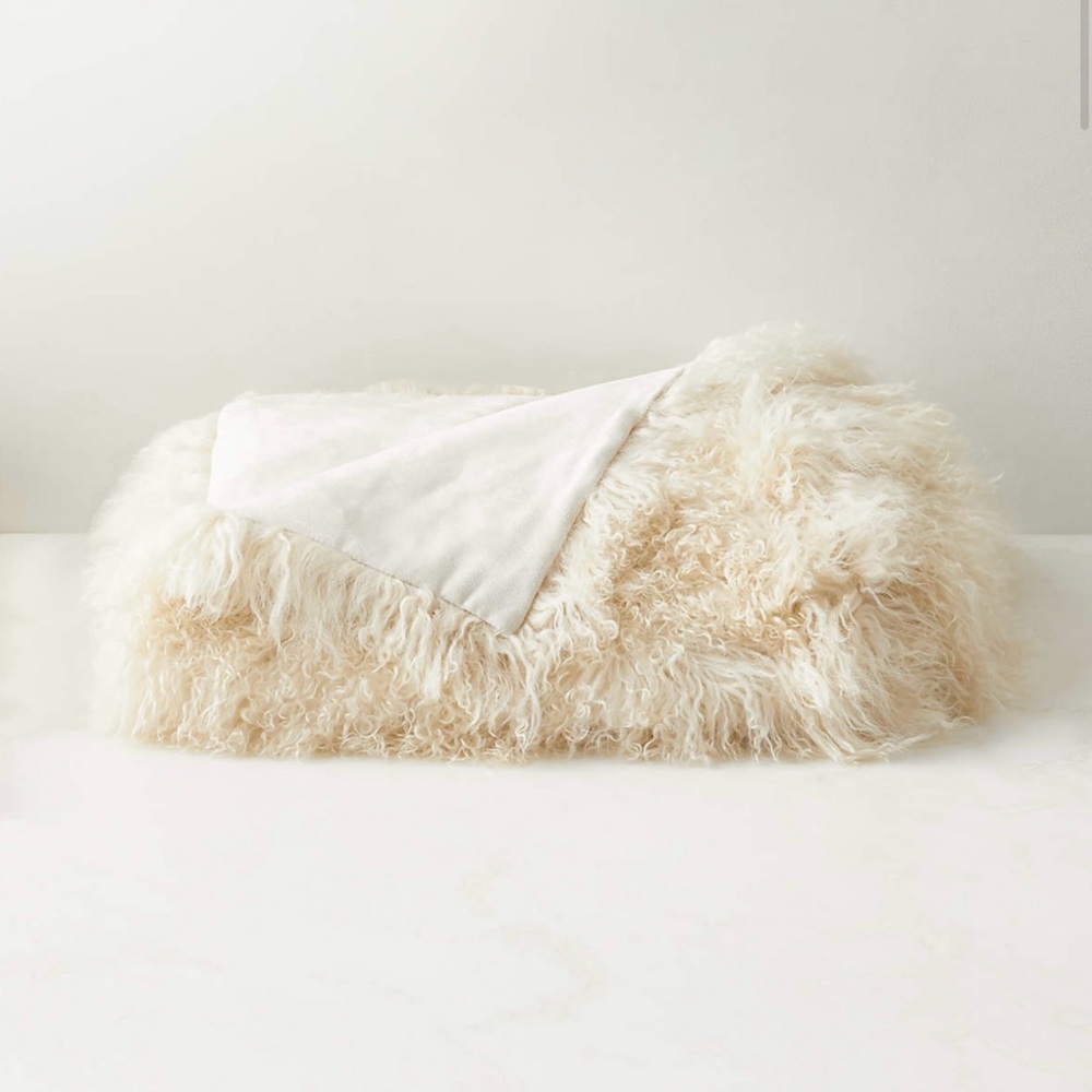 ❤️SOLD❤️ West Elm Mongolian Lamb Blanket Throw